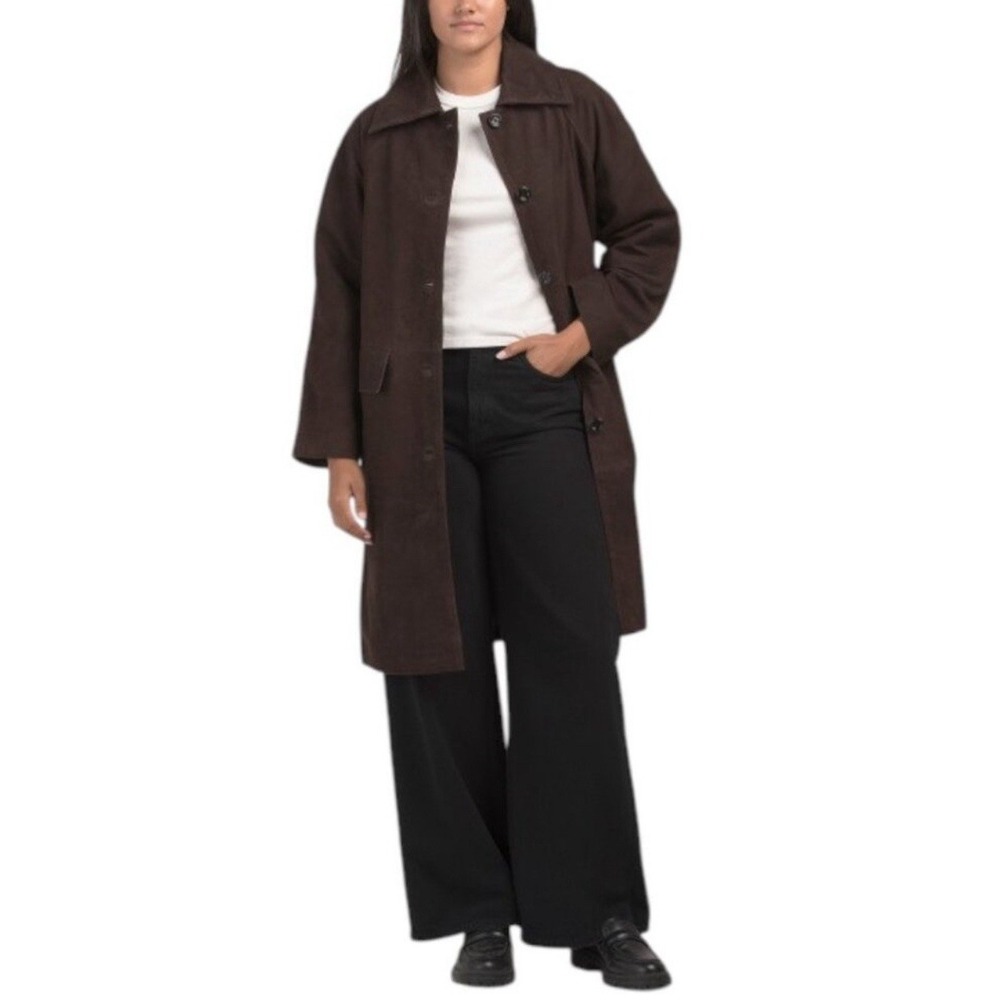 Amapelle BOD & CHRISTENSEN SUEDE CHOCOLATE TRENCH COAT $780 NWT SIZE XS